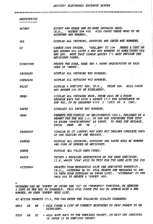 Gebrauchsanweisung ARTEX November 1982