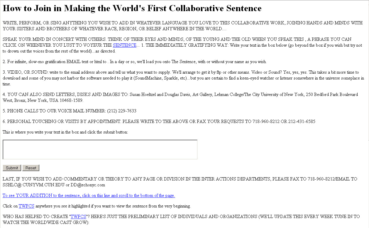 How to Join in the World´s First Collaborative Sentence