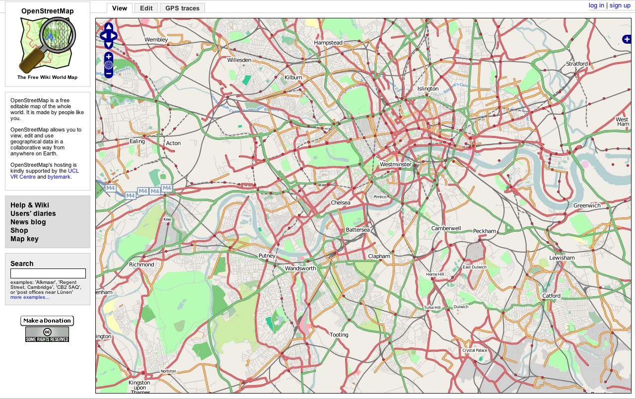 Open StreetMap, London, August 2007